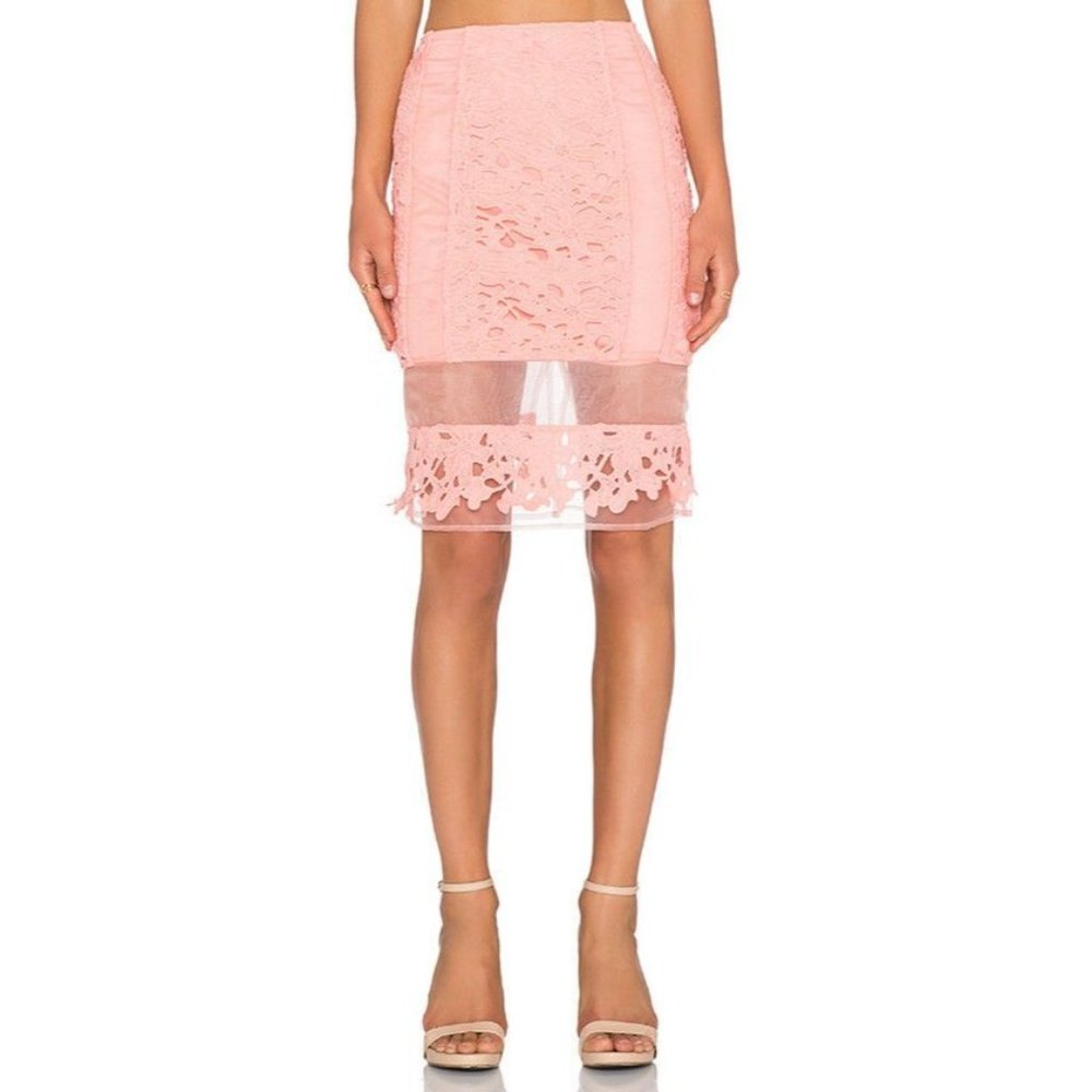 J.O.A. Los Angeles Size Small Peach Lace Pencil Skirt pretty